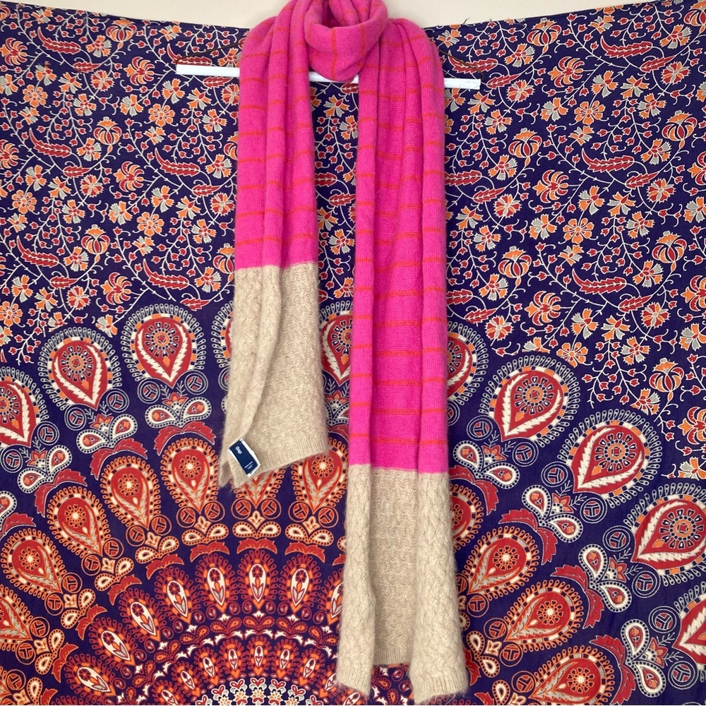 GAP Pink and Beige Colorblock Wool Blend Scarf